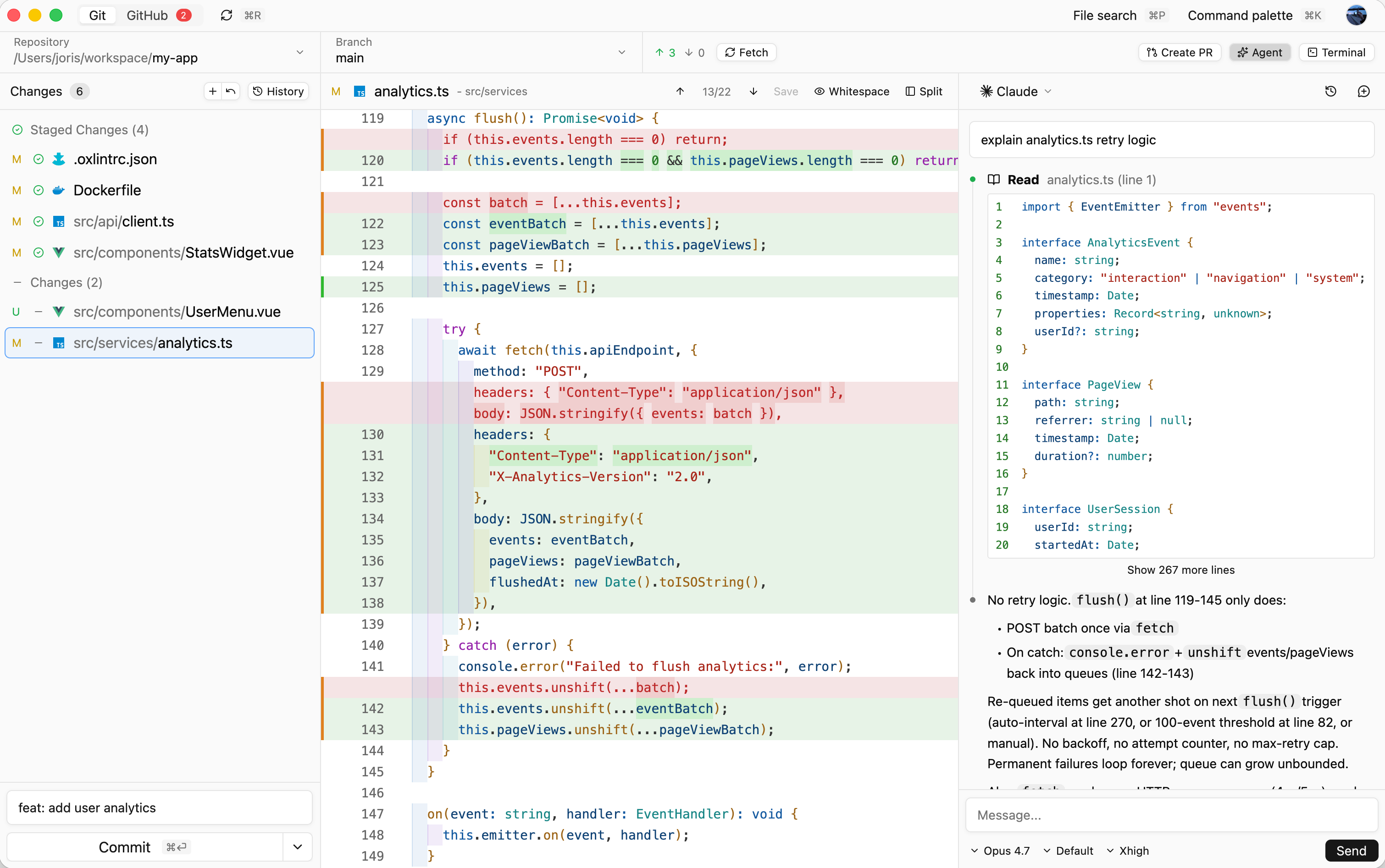Reviu Git conflict resolution screenshot