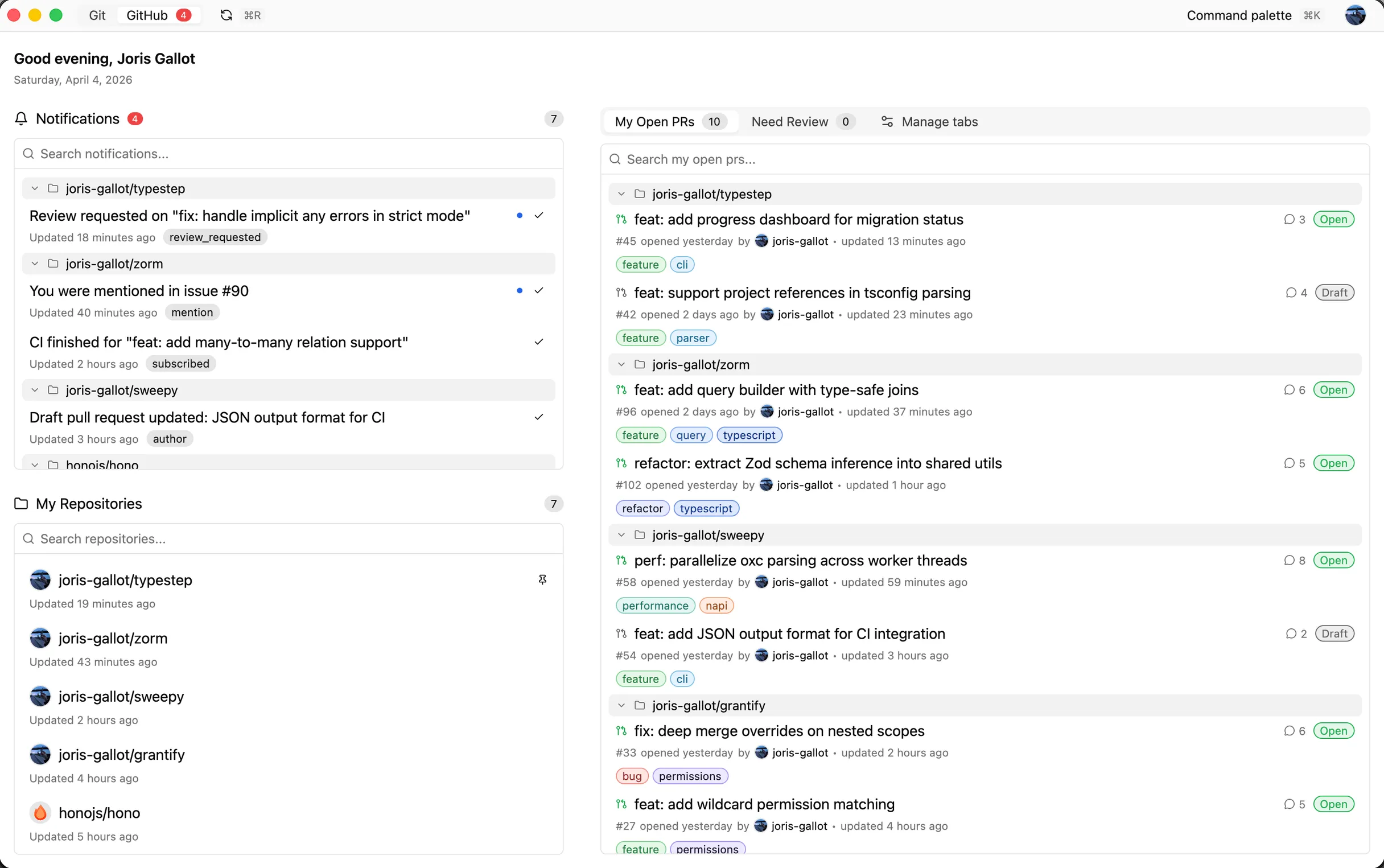 Reviu GitHub home screenshot in light mode