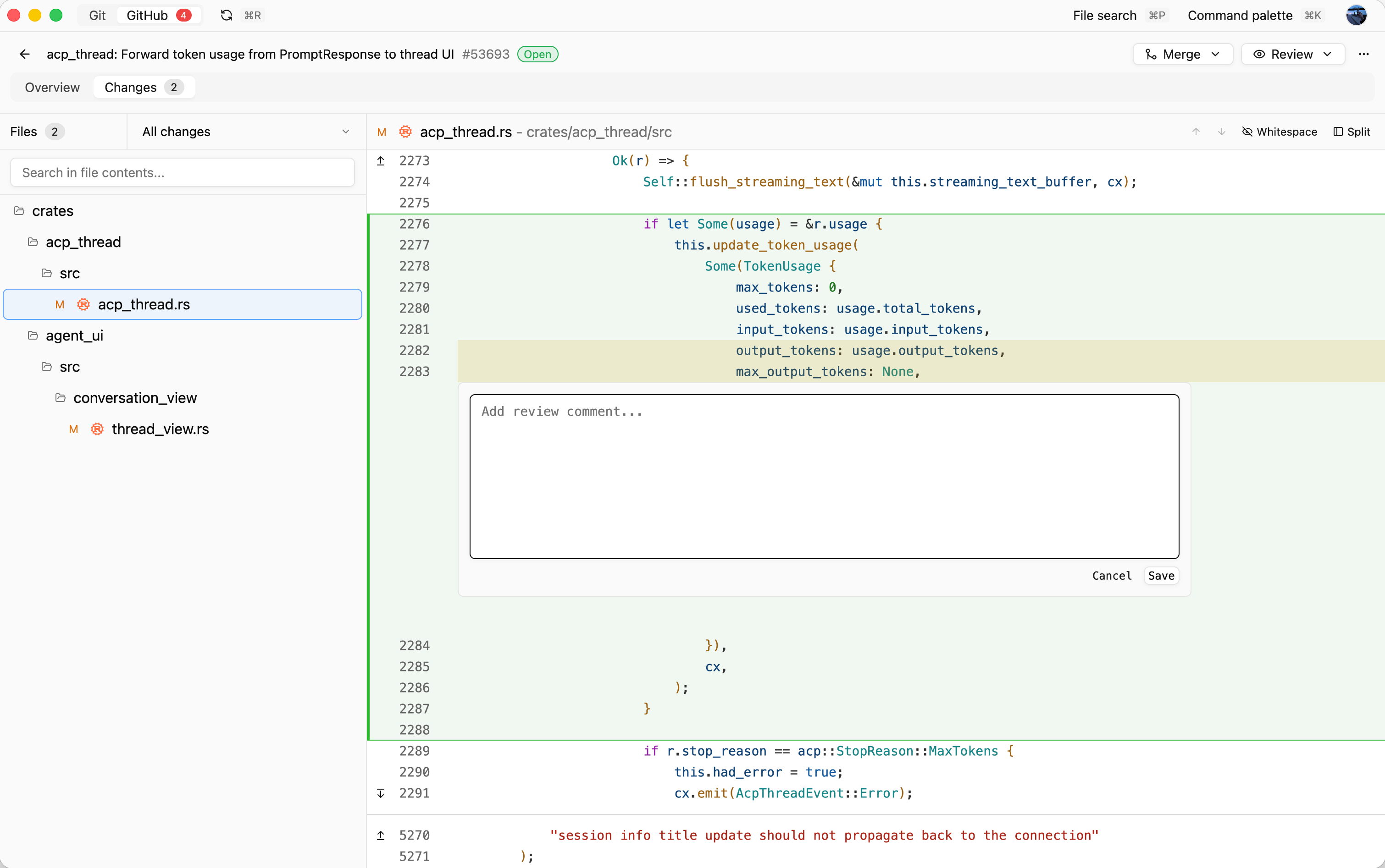Reviu pull request review screenshot
