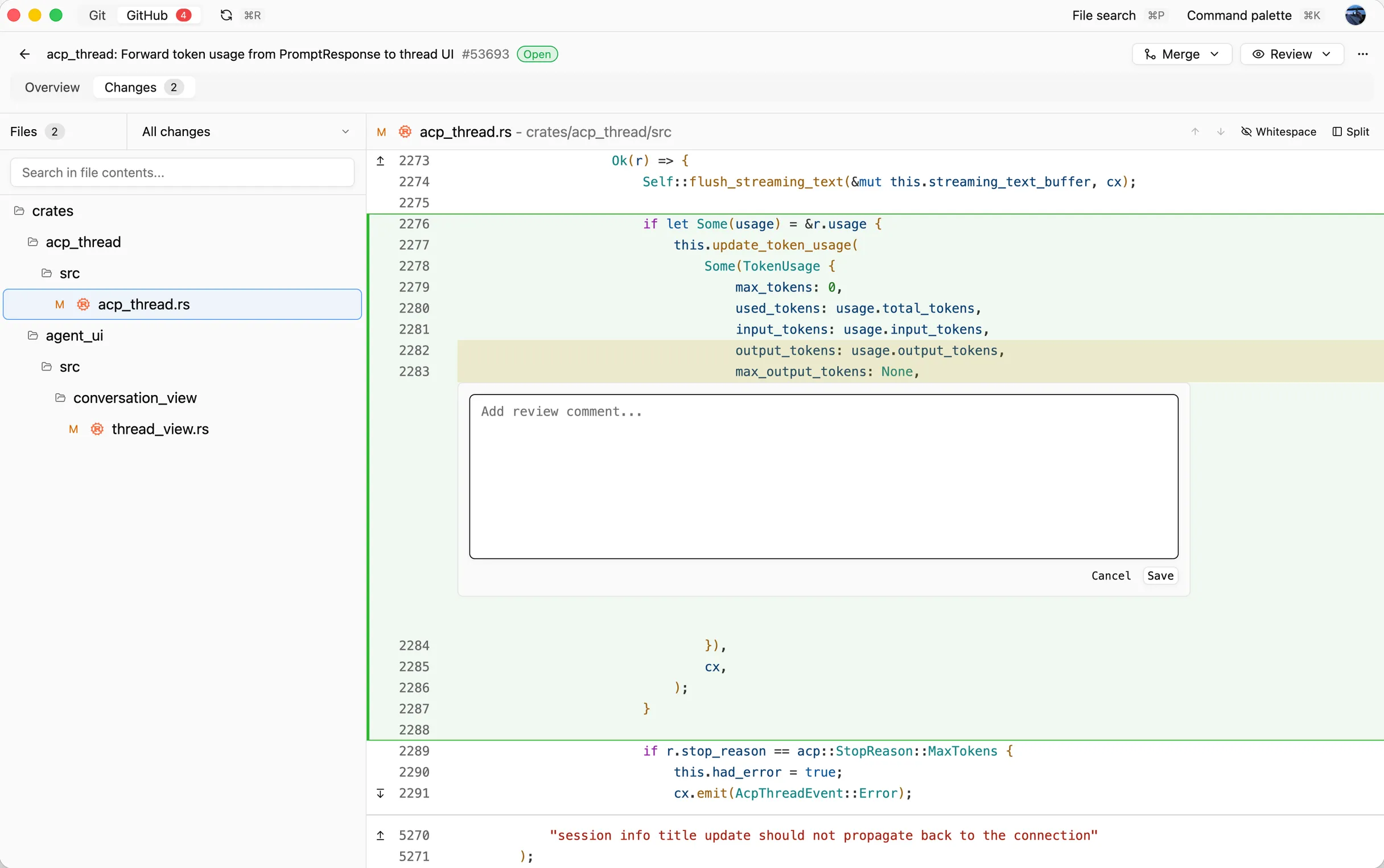 Reviu pull request review screenshot in light mode